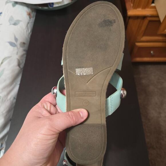 Marc Fisher Womens Bryte Round Toe Slip Sandals Robins Egg Blue Size 7 - Picture 3 of 7